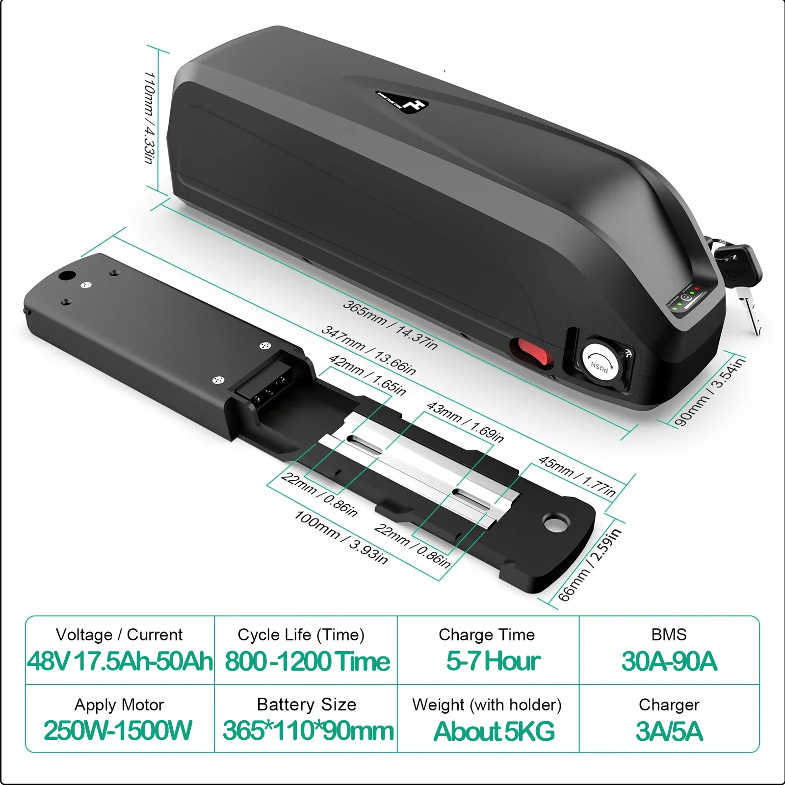 48V chamrider Electric Bicycle - огляд і ціна Ebike Battery 48V 20Ah Hailong