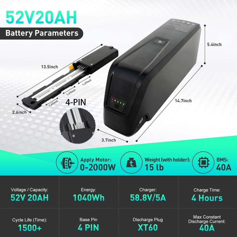 52V Hailong Battery 4-Pins / 5 - огляд і ціна Ebike Battery 48V 20Ah Hailong