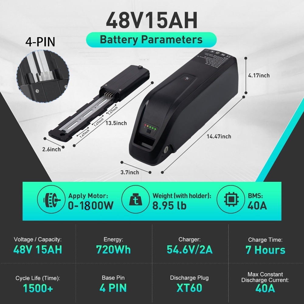 52V Hailong Battery 4-Pins / 5 - огляд і ціна Ebike Battery 48V 20Ah Hailong